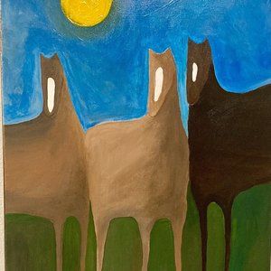 original contemporary abstract horse painting on canvas, wall art